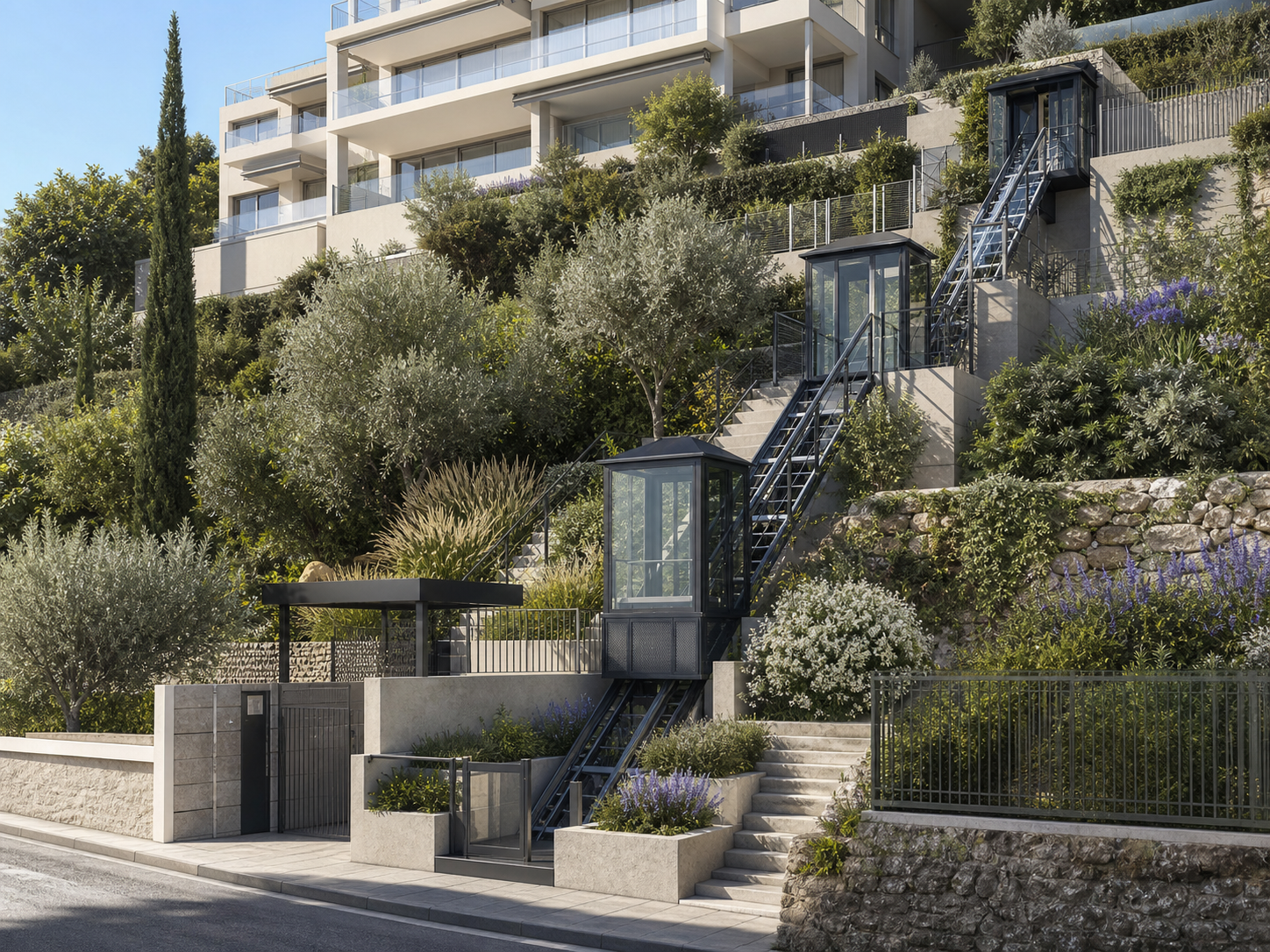 Projet d’ascenseur incliné pour une propriété en pente